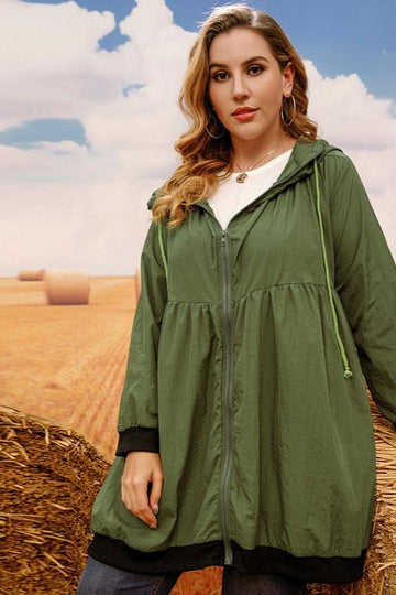 Woochic veste grande taille femme à capuche décontractées vert1 1XL